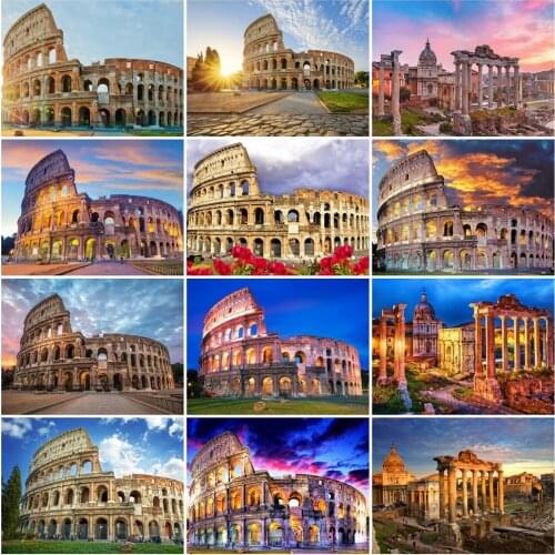 EverShine 5D Diamond Painting Building Picture Rhinestones Diamond Mosaic Landscape Cross Stitch Kits Needlewwork Home Decor