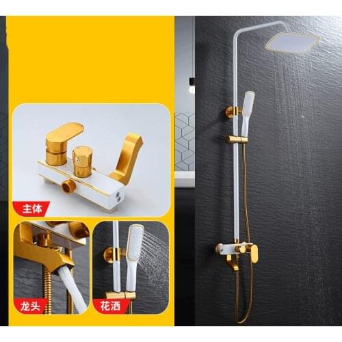 European light luxury home space aluminum platinum small square top spray bathroom set