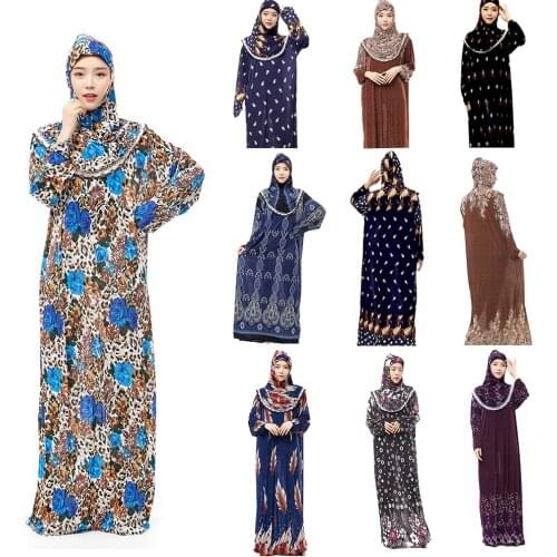 Islamic Flowers Pullover Prayer Coordinates Muslim Costume Ramadan Worship Hijab and Skirt Together for Lady Musulman Conjuntos