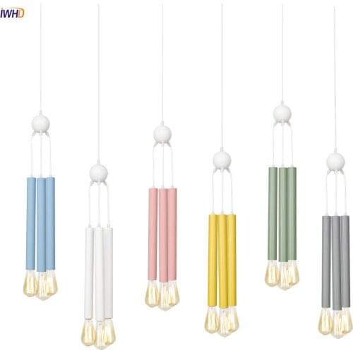 IWHD Modern Nordic LED Pendant Lights Creative E27 3 Lights Hanging Lamp Simple Pendant Lamp Vintage Hanglamp Fixtures Droplight