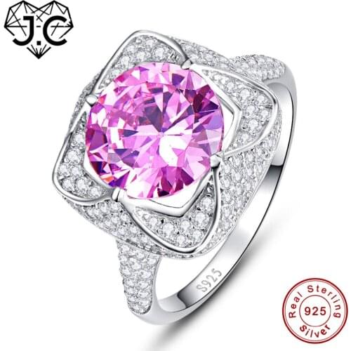 J.C Ladys Dating Beautiful Fine Jewelry Round Cut Pink & Emerald &White Topaz Gorgeous 925 Sterling Silver Ring Size 6 7 8 9