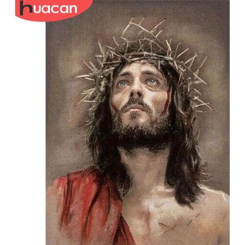 HUACAN Full Square/Round 5d Diamond Painting Jesus Mosaic Portrait DIY Diamond Embroidery Religious Handicraft Home Decor