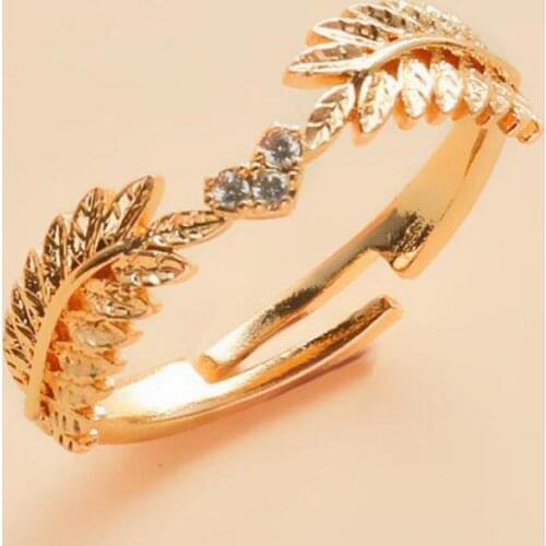 Silver Color Leaf Ring Double Olive Branch Holding Heart Rings For Women Jewelry Korean New Resizable Ring Jewellery Anel J68