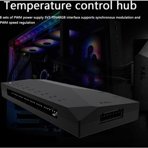 ARGB Hub Powered 8 Way 5V 3 Pin 8 Way PWM Fan Controller for ID-COOLING HA-02 SATA Household Computer Safety Parts