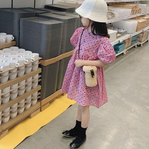 Summer Girls' Dress Plaid Polka Dot Outfits Sweet Costumes Princess Party Dress Cotton Baby Kids ChildrenS Clothing For Girl