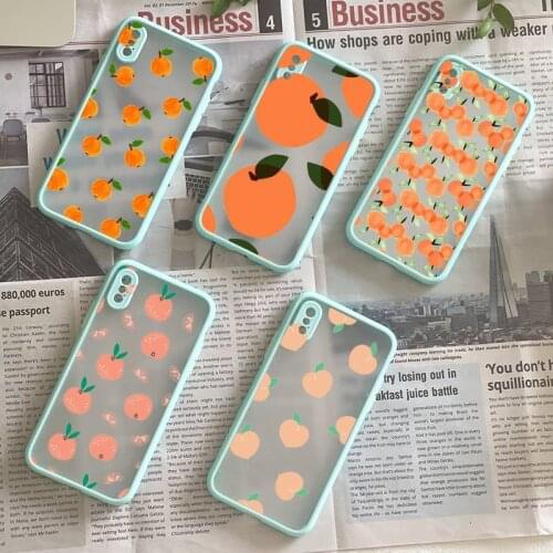 Cute Peach Phone Case Matte Fundas Shell Cover For Iphone 6s 7 8 Plus Xr X Xs 11 12 13 Mini Pro Max