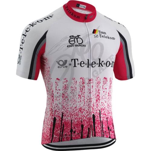 Mens Summer Pink Vintage Team Cycling Jersey Shirt Road Racing Bicycle Clothes Polyester Breathable Mountain bike Jersey