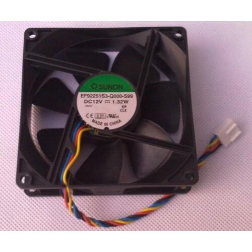 Brand new SUNON EF92251S3-Q000-S99 9CM 9025 4PIN PWM silence CPU 12V 1.32W cooling fan
