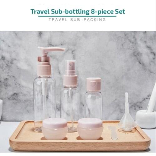 Portable Travel Sub-bottling 8-piece Set With Spray Bottle Lotion Bottle Cream Box For Packing Toner Makeup Water Lotion Cream