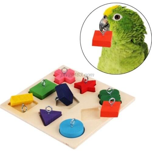 Pet Educational Toys Parrot Interactive Training Colorful Wooden Block Birds Puzzle Supplies DIY Toy Accessories