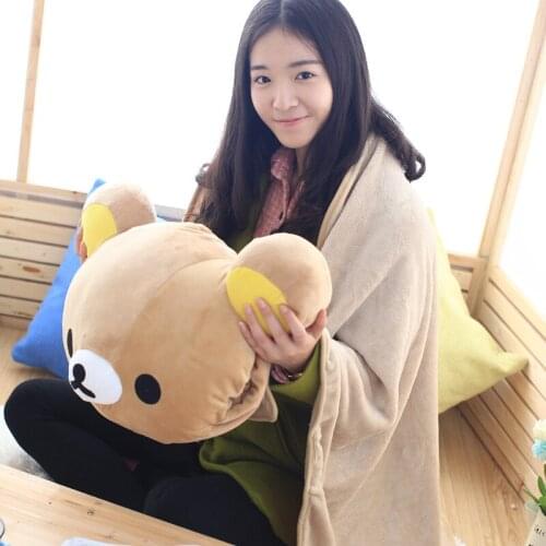 Rilakkuma Hand Cover Blanket Pillow Cushion Three-in-One Plush Toy Pillow Girl Children’s Favorite Birthday Holiday Gift