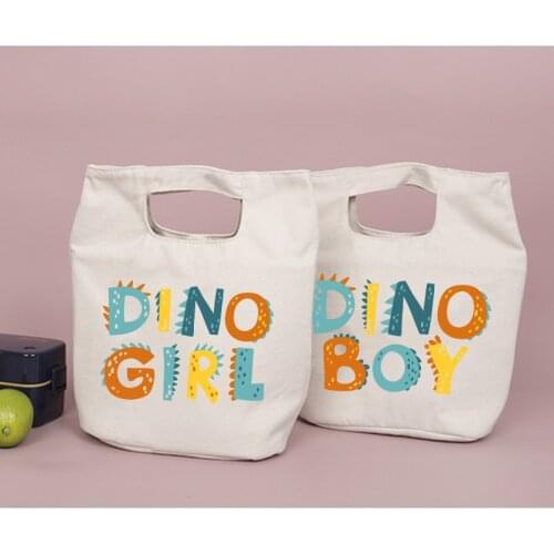 Cute Letter Print Portable Lunch Bag New Thermal Insulated Bento Box Tote Cooler Handbag Dinner Kids School Food Storage Pouch