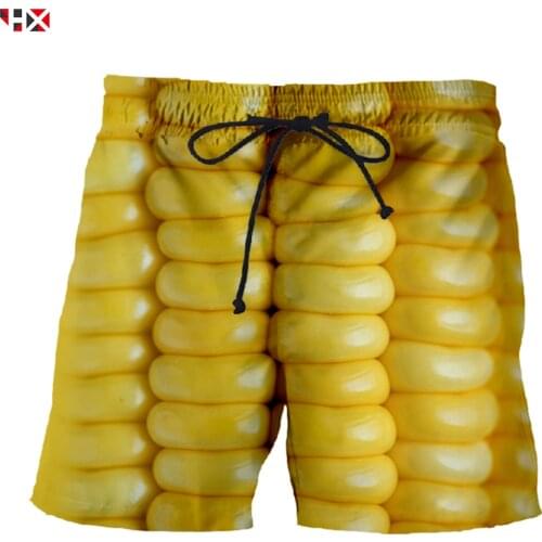 Men Shorts Golden Yellow Corn Plant Funny 3D Print Shorts Men/Women Streetwear Harajuku Style Summer Sale Shorts S225