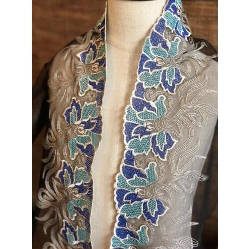 1 Meter Blue Embroidery Flower Sewing Craft Trim Lace Sewing Trim Applique Lace Trim Free Shipping