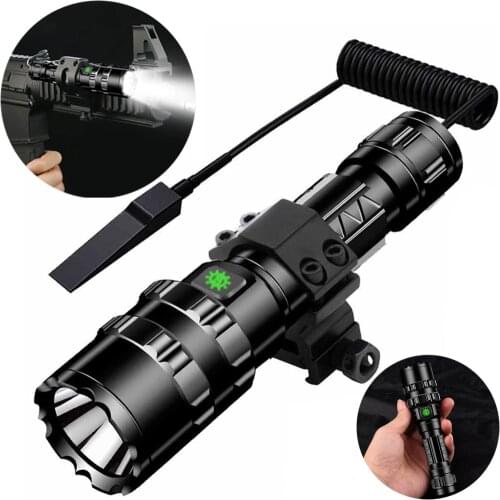Tactical Flashlight 1600 Lumens USB Rechargeable Torch Waterproof Hunting Light with Clip Hunting Shooting Gun Accessories