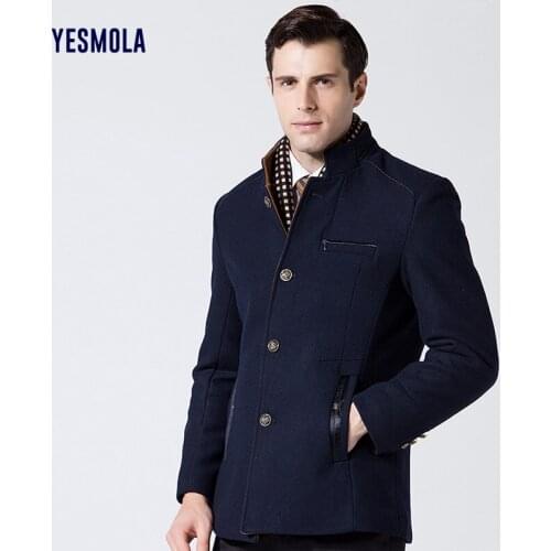 YESMOLA Thickened Woollen Coat for Men Windbreaker Parkas Trench Men Winter Warm Thicken Woollen Jacket Long Overcoat Jacket