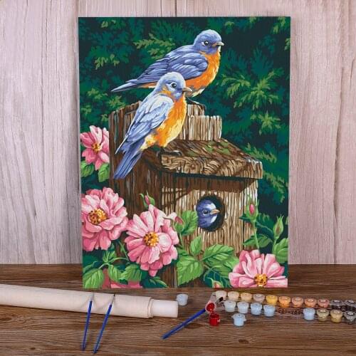 Bird Animal DIY Paint By Numbers Package Oil Paints 40*50 Canvas Pictures Wall Paintings For Adults Wholesale Wall Handicraft