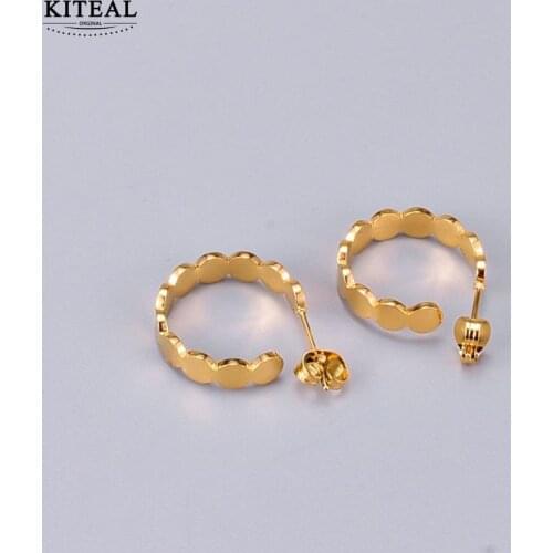 KITEAL Gorgeous Gold Vermeil Female Friend stud earrings circular and flower women earrings Luxury Jewelry