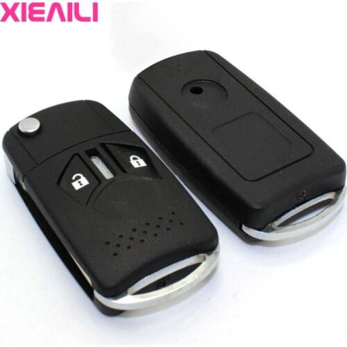 XIEAILI 10Pcs 2Button Modified Flip Folding Remote Key Case Shell For Mitsubishi Eclipse/Lancer Key Fob Case S48