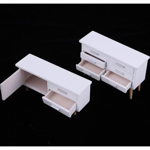Modern Style 1/12 Dollhouse Living Room Furniture Kit Table Desk Chair Cabinet Bookshelf Model Kids Pretend Play Toy