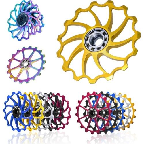 1PC Bicycle aluminum alloy guide wheel 11T/12T/13T/15T/18T Positive & negative tooth ceramic bearings bike rear derailleur