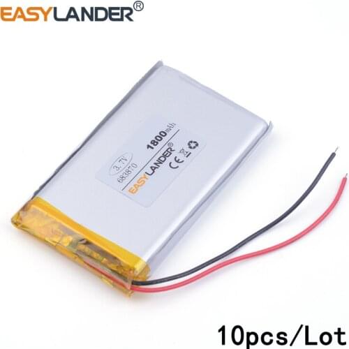 10pcs/Lot 1800mAh 683870 3.7v lithium Li ion polymer rechargeable battery For Mp3 MP4 MP5 GPS PSP mobile bluetooth andorid phone