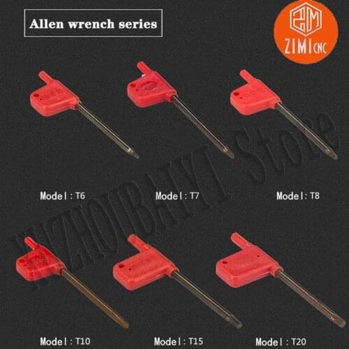 10pcs T5 T6 T7 T8 T10 T15 T20 Red flag wrench plum wrench CNC tool accessories S2 inner hexagon U drill wrench arbor wrench