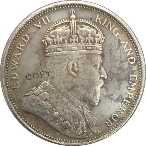 1909 Malaysia Straits Settlements 1 One Dollar Cupronickel Plated Silver Collectibles Copy Coin