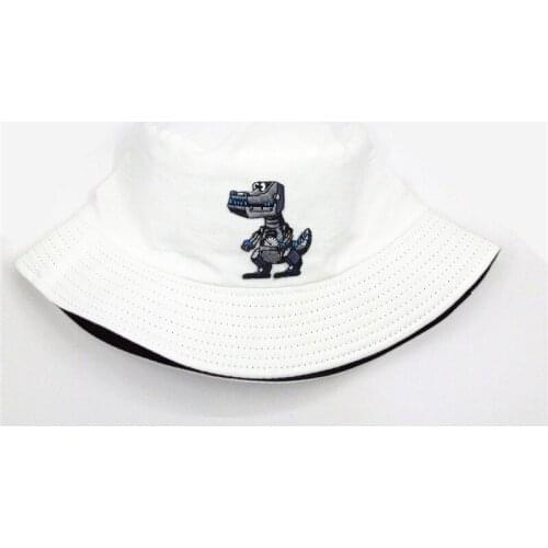 2021 Cartoon Robot Dinosaur Embroidery Cotton Bucket Hat Fisherman Hat Outdoor Travel Hat Sun Cap Hats for Men and Women 357
