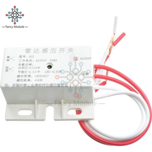 AC 220V 50Hz Auto Infrared Sensor Switch PIR Microwave Radar Body Motion Sensor Module Adjustable For Time Distance Range