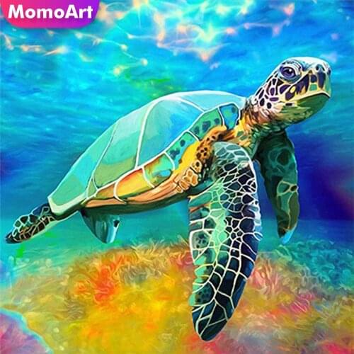 MomoArt 5D DIY Diamond Embroidery Tortoise Rhinestone Diamond Painting Animal Cross Stitch Mosaic Full Drill Square Home Decor