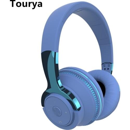 Tourya H2 Wireless Headphones Colorful LED Lights Bluetooth Headphone Bass Stereo Earphones Low Delay Headset for Phone Gaming