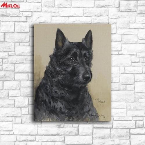 Large Wall Art Black Wolf Dog Canvas Painting For Living Room Home Decoration Oil Painting On Canvas Wall Painting Unframed
