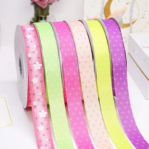 DIY Cartoon Stripes And Grids Printed Grosgrain Ribbon For Craft Supplies Sewing Accessories 5 Yards. 49528