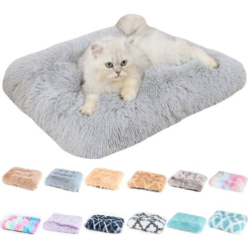 Long Plush Dog Bed Winter Warm Pet Cat Sleeping Cushion Orthopedic Foam Puppy Mat Nest Soft Pet Kennel Dogs Accessories