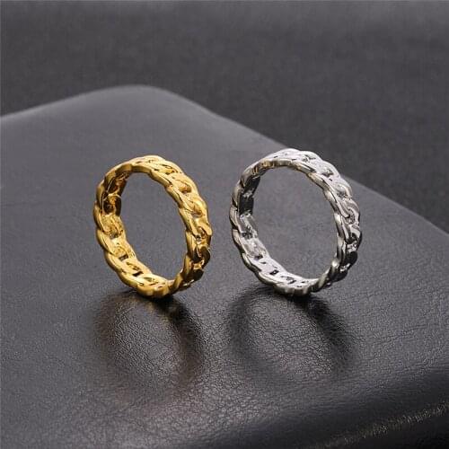 Simple Design Chain Ring Cool Gift Men and Women Ring Punk Street Style Neutral Ladies Jewelry Party Gift