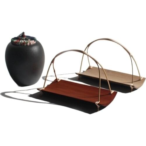Creative Simple Storage Tray with Handle Natural Bamboo Handmade Cake Dessert Sushi Snack Cabas Tableware