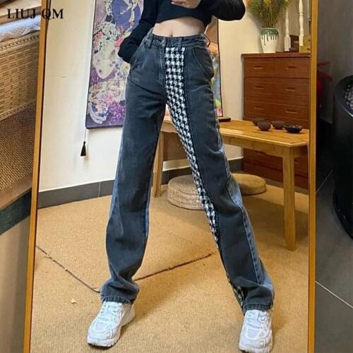 LIUJ QM Women's Plaid Trousers