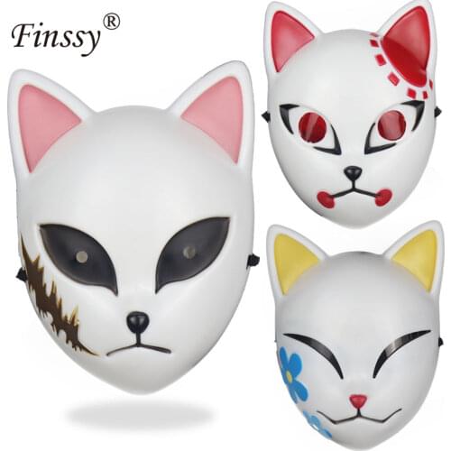 Thick Models Anime Demon Slayer Kimetsu No Yaiba Cosplay Mask Plastic Material Kamado Tanjirou Cosplay Anime Fox Mask