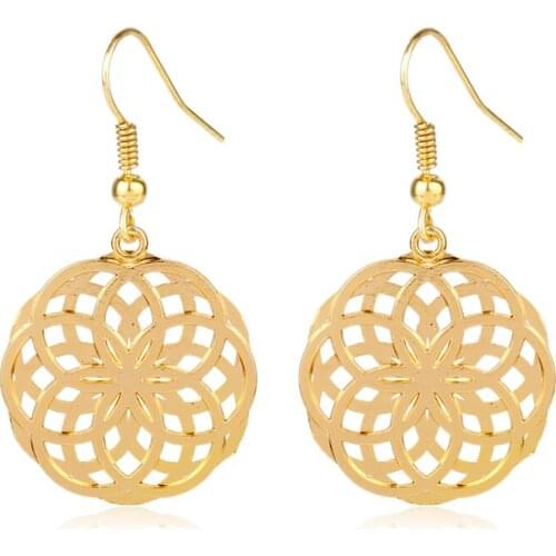 Fashion Flower Of Life Religious Earrings OM Symbol Buddhism Henna Yoga Earrings Jewelry For Women