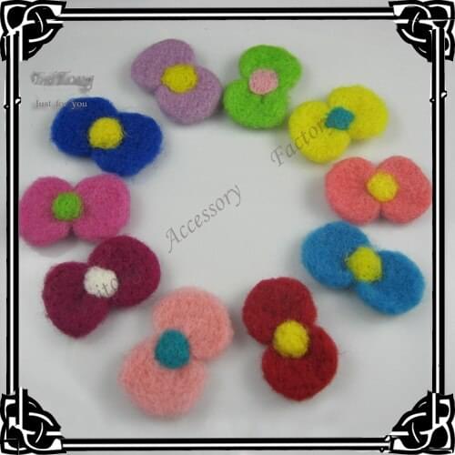 Fashion wool felt bows 36pcs/lot 10 colors for your choice Free shipping