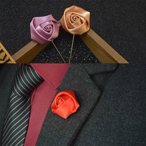 Men Rose Flowers Fashion Brooch Pins Wedding Corsage Suit Lapel New Men Groomsman Boutonniere Marriage Suit Accessories