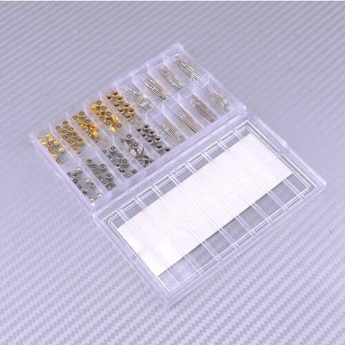 Assorted Watch Stem Extender&Crowns Repair Replacement Accessory Tool Box Set Metal