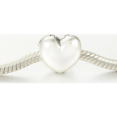 New 100% 925 Sterling Silver Jewelry Love Heart Clip Stopper Charm Bead Suitable for Pandora Style Charm Bracelets & Necklaces