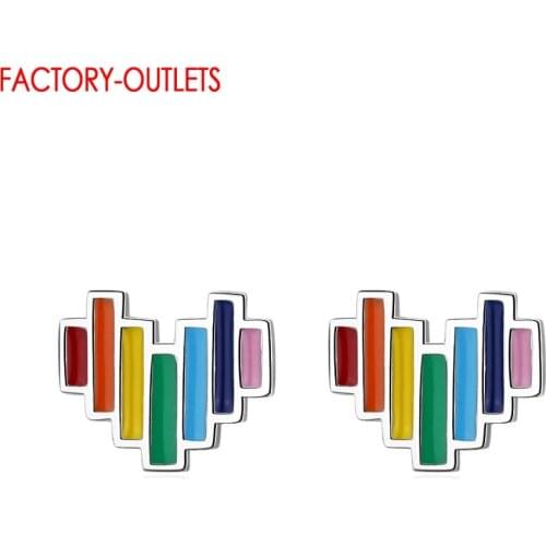 Wholesale Genuine 925 Sterling Silver Stud Earrings For Women Girls Heart Shape Stud Earrings Super Lovely Female Jewelry