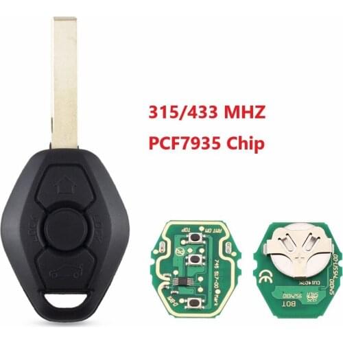 3 Button Key Remote Replacement Car Key For BMW EWS X3 X5 Z3 Z4 1/3/5/7 Series ID44/PCF7935 Chip 315mhz/433mhz