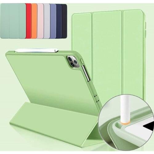 Tablet Silicone Case for IPad 7th 10.2 2018 9 7 Air 2 Mini 5 Case Multi-Fold Anti-fall Stand With Pencil Holder Protective Cover