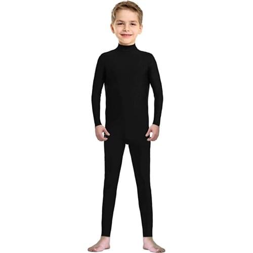 SPEERISE Boys Black Toddler & Teens Girls Ballet Skate Gymnastics Unitards Mock Neck Gold Foiled Long Sleeve Children Dancewear