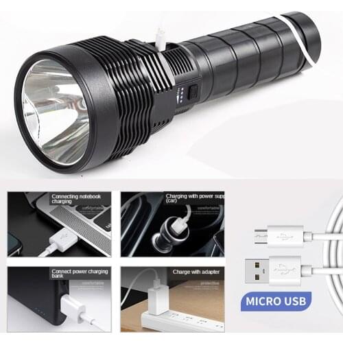 New XHP50 LED Flashlight Built-in Battery Torch USB Light Charging 5 Modes Flashlight with Power Display