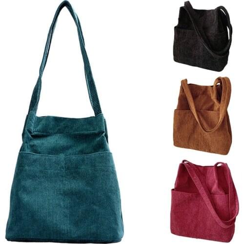 Lazy Wind Corduroy Bucket Bag Womens Korean Shoulder Bag